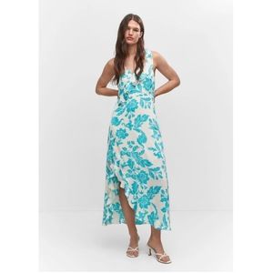 Mango Turquoise and White Print‎ Ruffle Jacky Dress Size 6